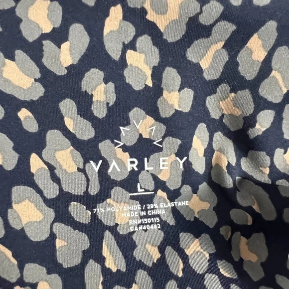 Varley Navy Blue Abstract Leopard Spotted Print Leggings Size Large - Picture 9 of 10